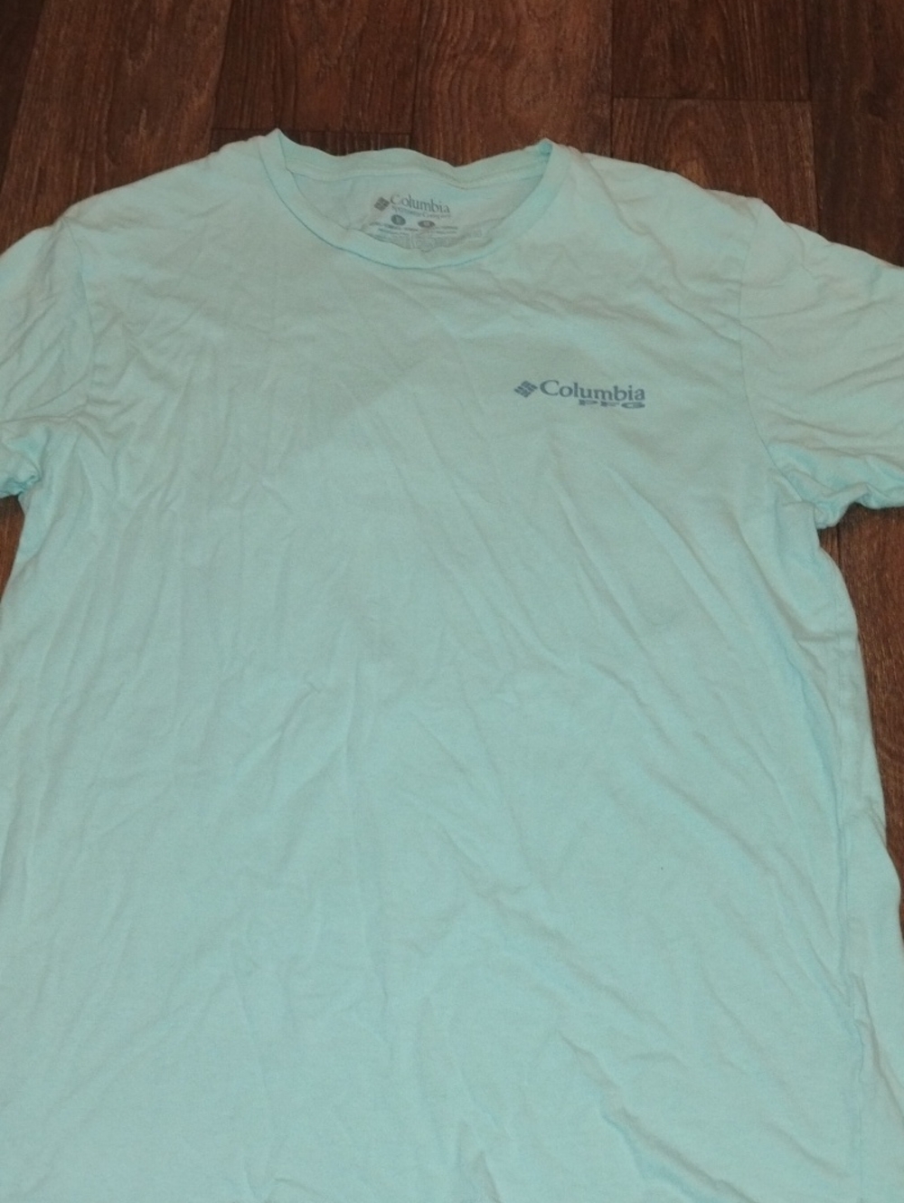 5/$15 Men's Med Columbia Mint Green Short-Sleeve Logo Tee